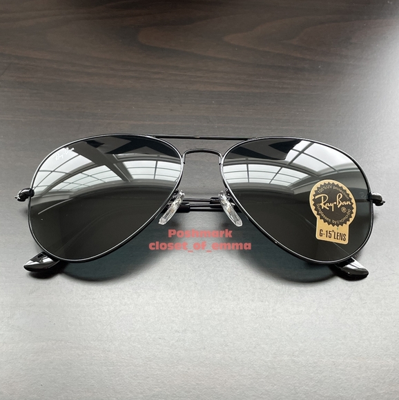 Ray-Ban Aviator Black Lenses RB3025 Black Frame 58 - 62 NEW Unisex main image 6